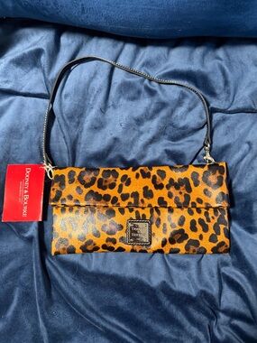 Dooney & Bourke Leopard Print Fold-Over Wristlet - Brown/Black